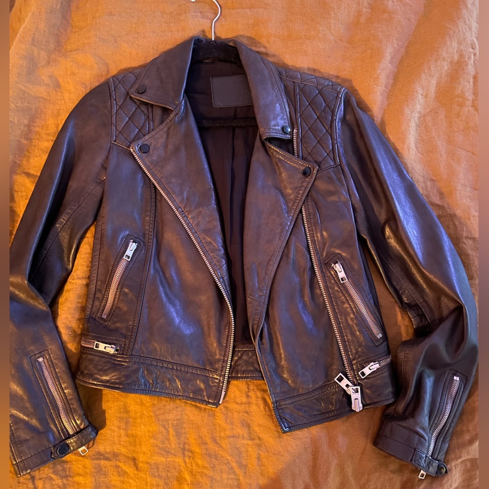 All Saints Quilted Leather Jacket Sz2